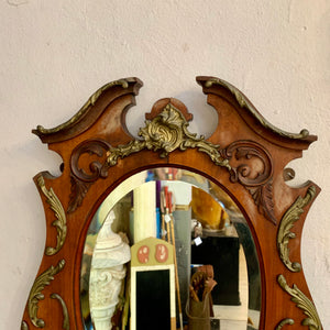 Carved Oak & Gilded Art Nouveau Mirror