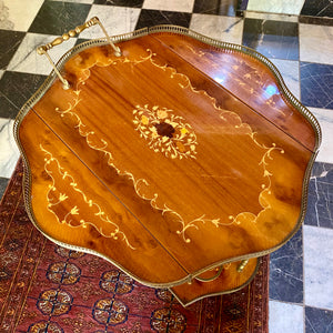 Antique Drop Leaf Drinks Trolley with Inlaid Design