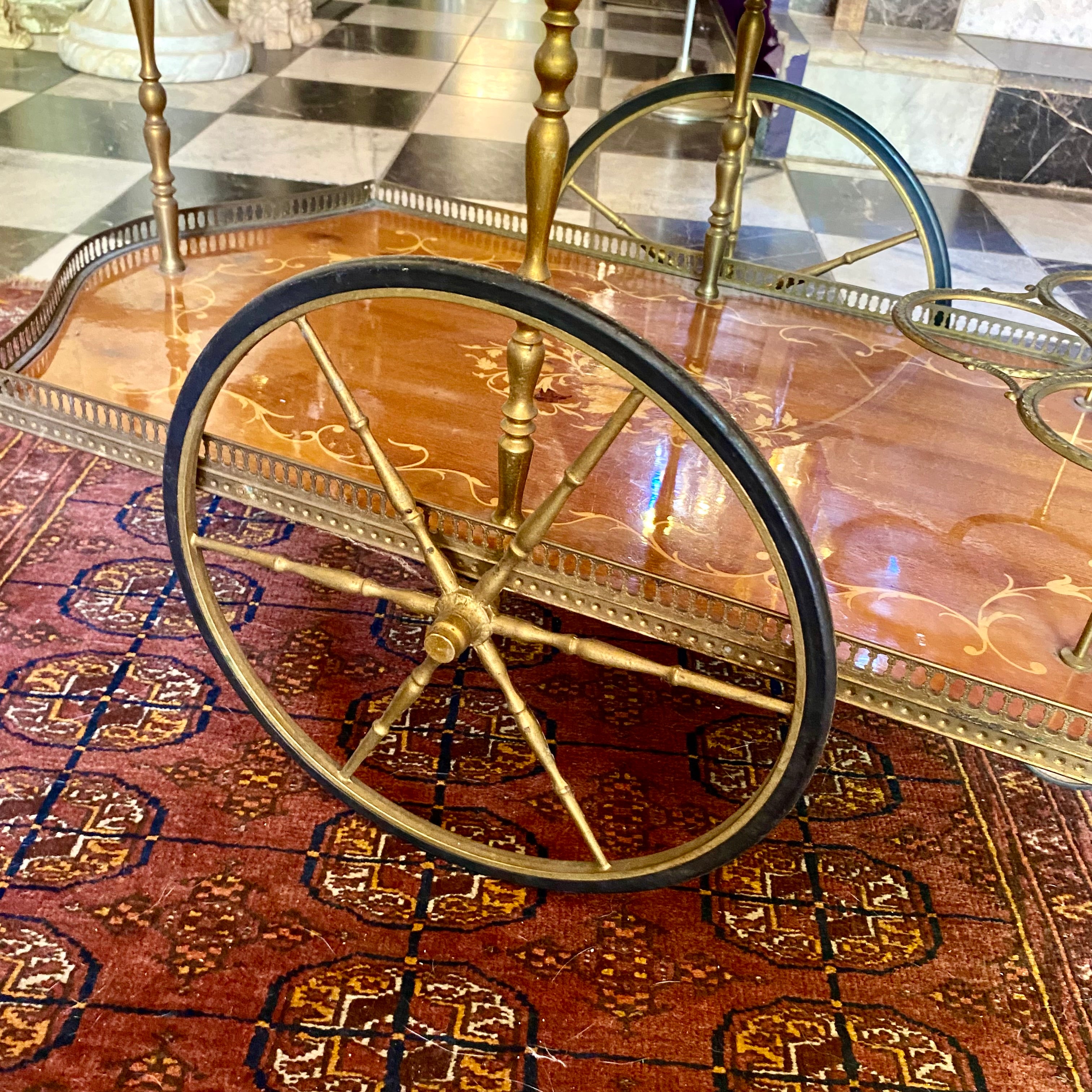 Antique Drop Leaf Drinks Trolley with Inlaid Design