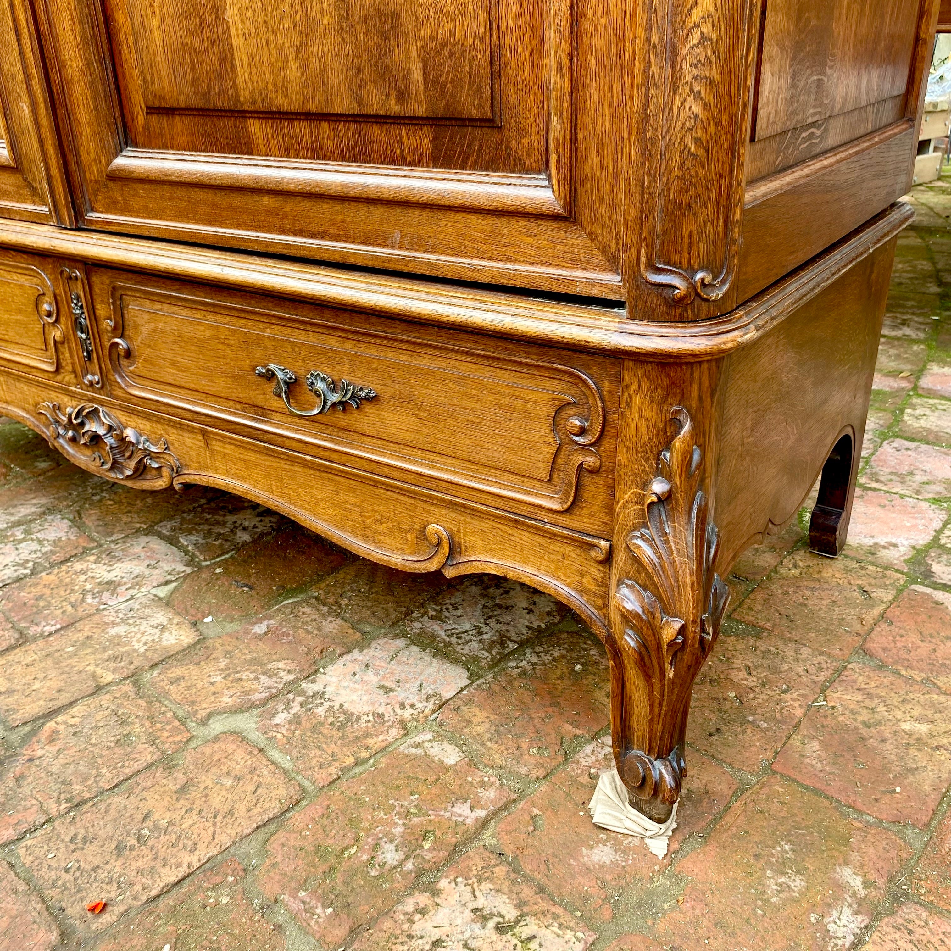 Antique French Oak Double Door Armoire - SOLD