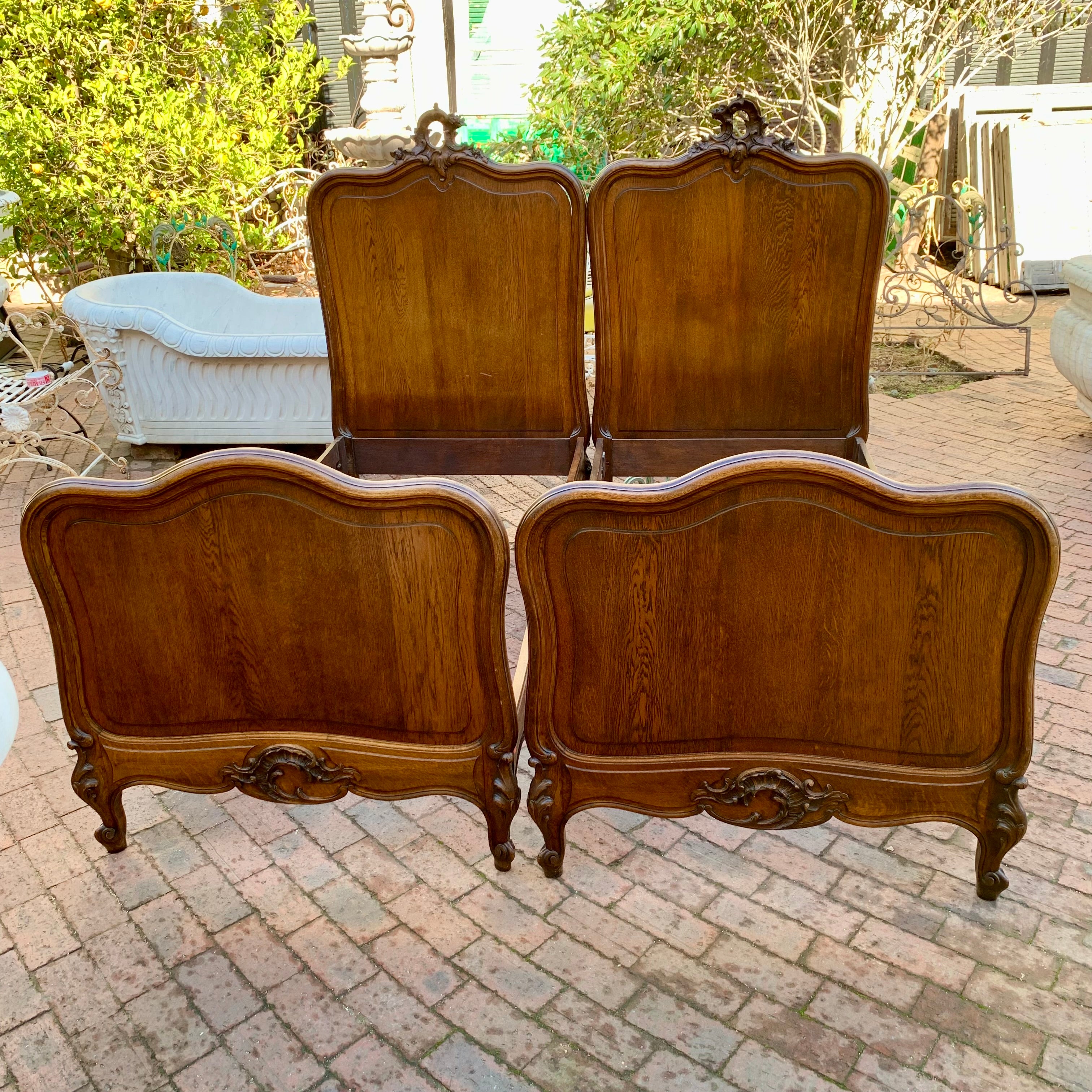 Pair of Antique Oak Single Bed Frames