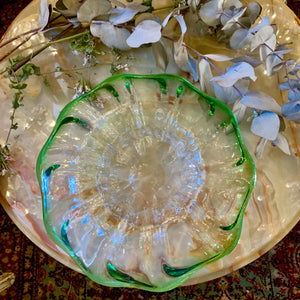 Large Green Rimmed Murano Dish