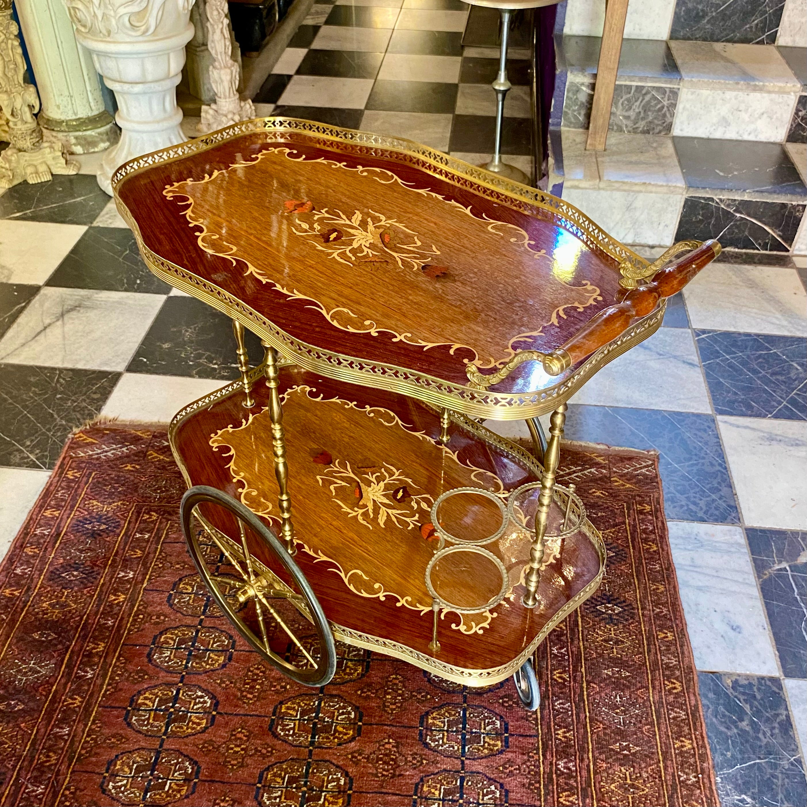 Vintage Drinks Trolley with Beautiful Inlaid Design