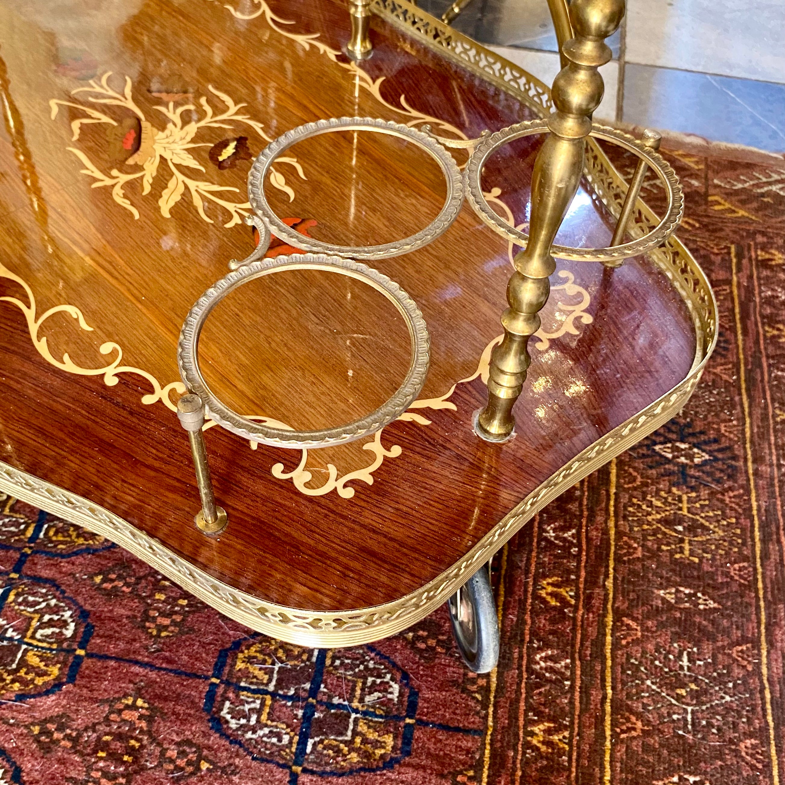 Vintage Drinks Trolley with Beautiful Inlaid Design