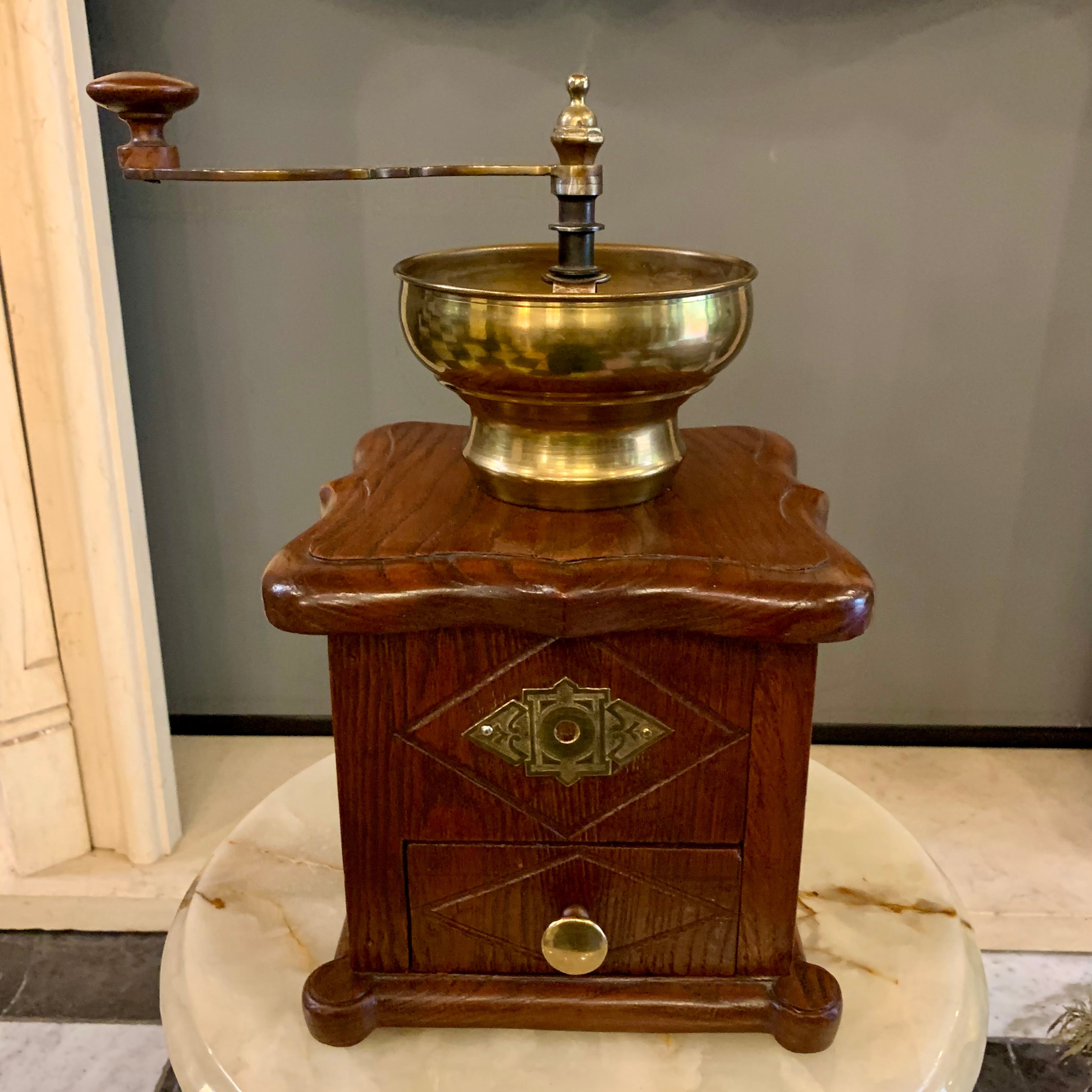 Antique Oak and Brass Coffee Grinders