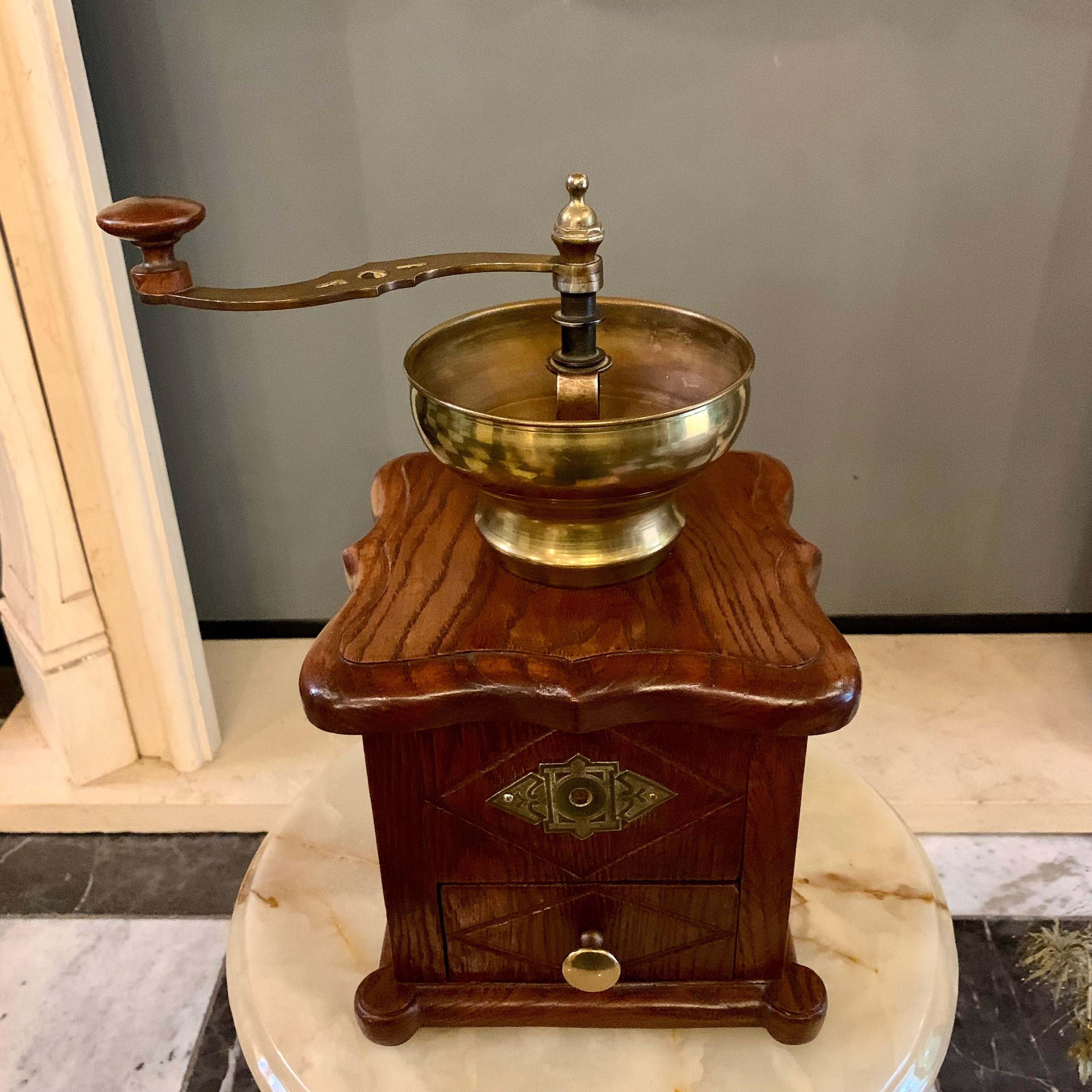 Antique Oak and Brass Coffee Grinders