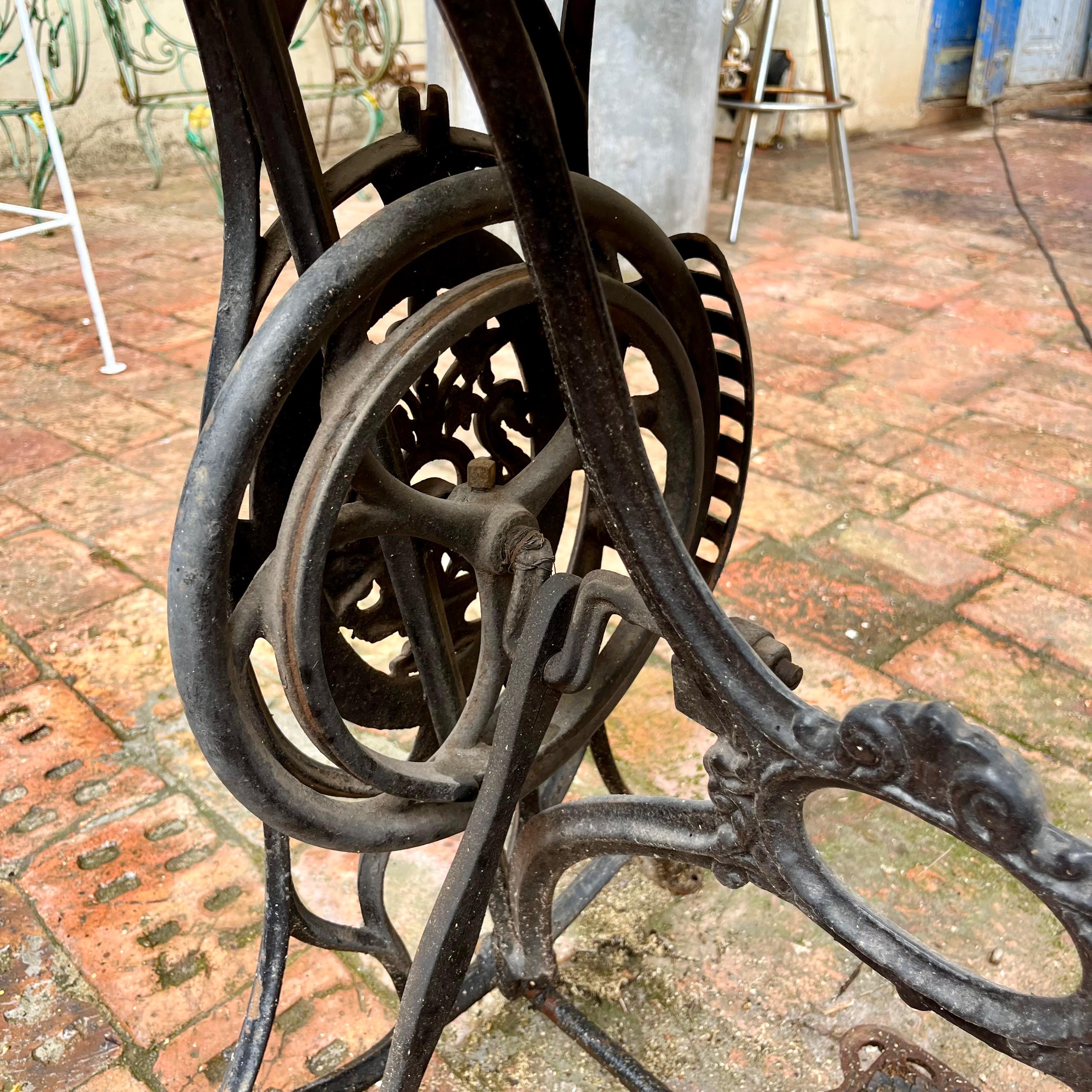Out Door Marble and Cast Iron Sewing Machine Table