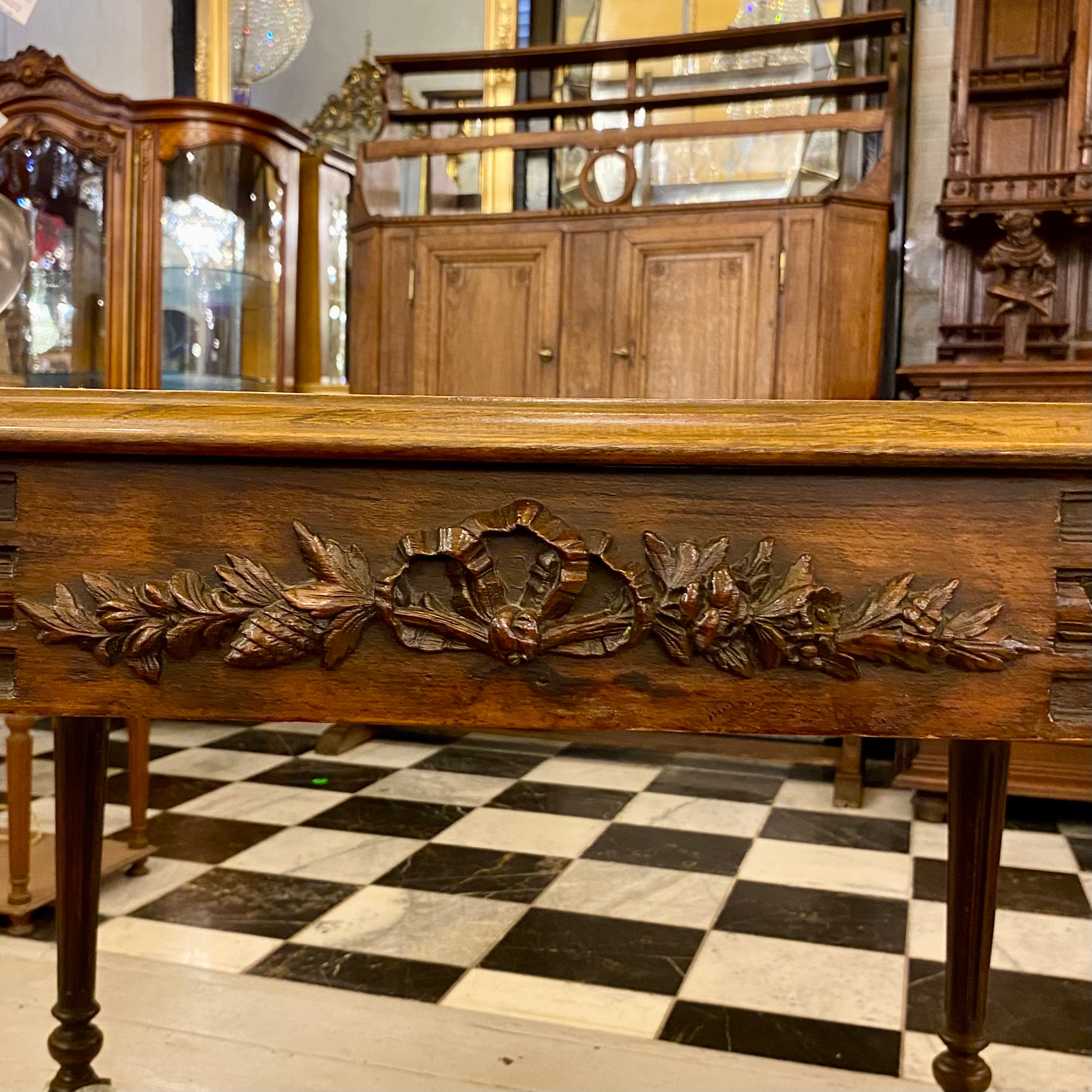 Stunning Antique Hand Carved Oak Dining Table