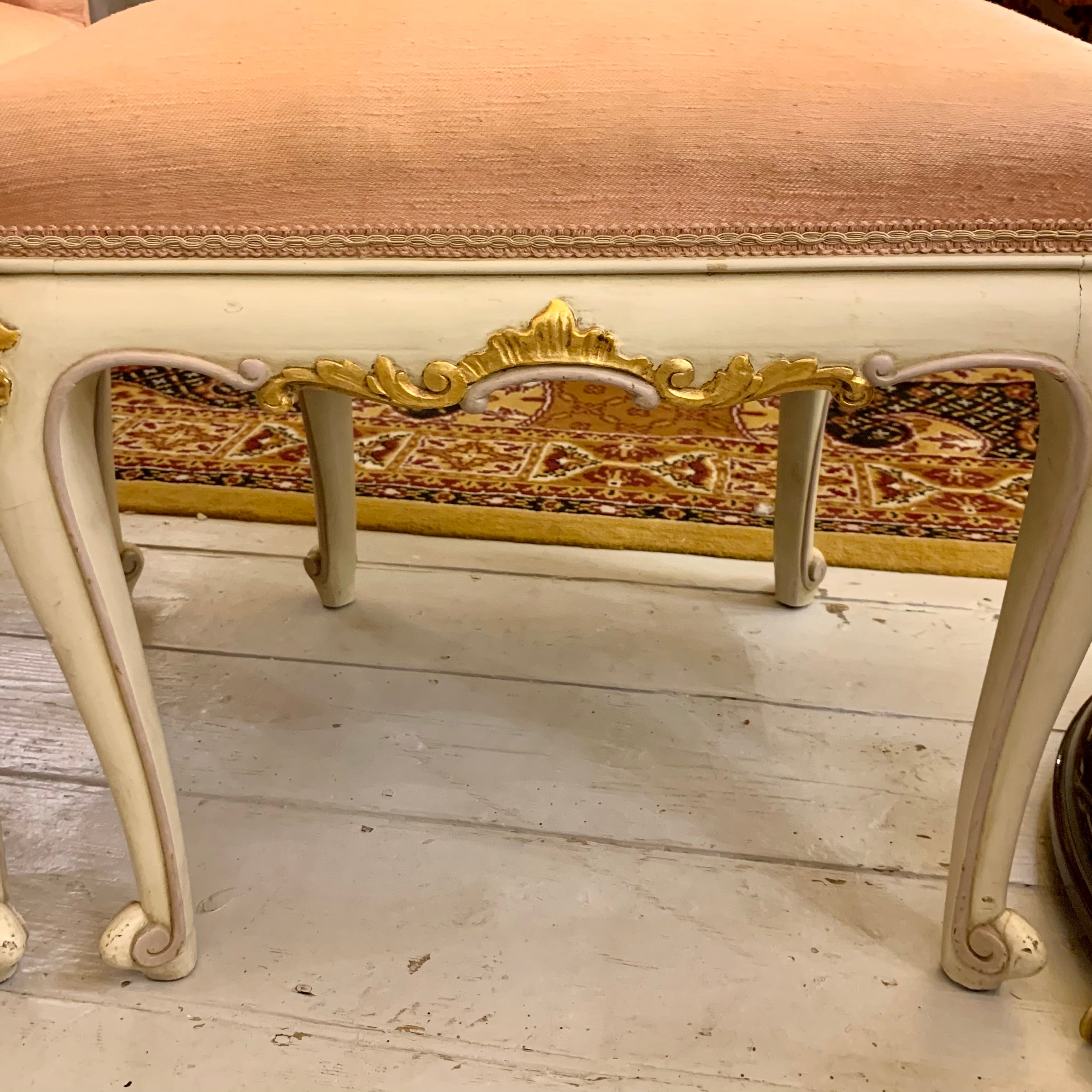 Pair of Vintage Cream and Peach Salon Chairs