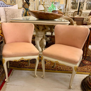 Pair of Vintage Cream and Peach Salon Chairs