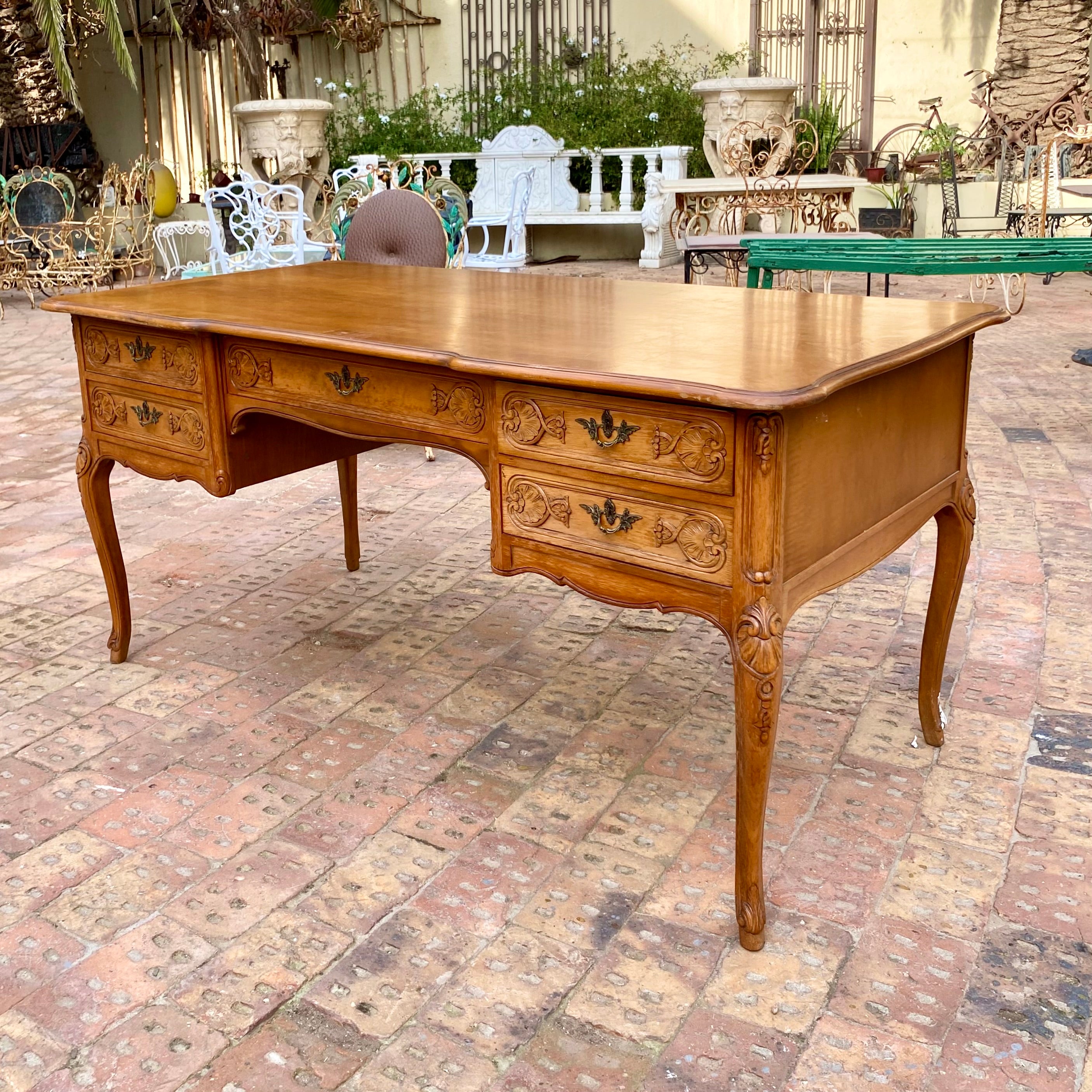 Antique Carved Oak French Desk - SOLD