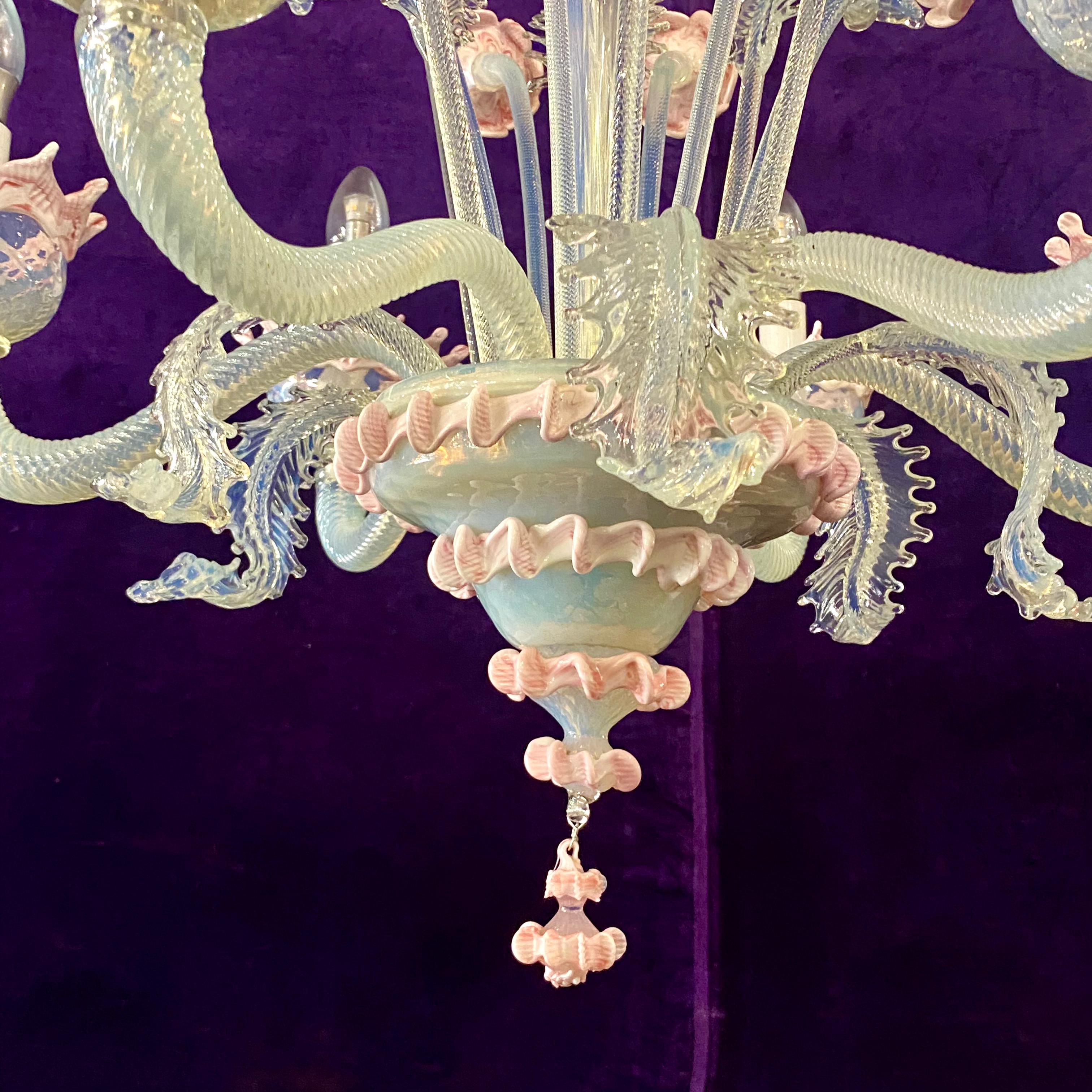 Fabulous Baby Pink Murano Chandelier