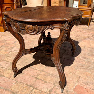 Antique Oak Table with Serpentine Details