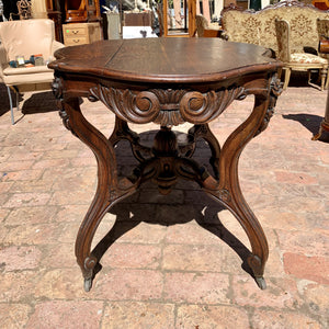 Antique Oak Table with Serpentine Details