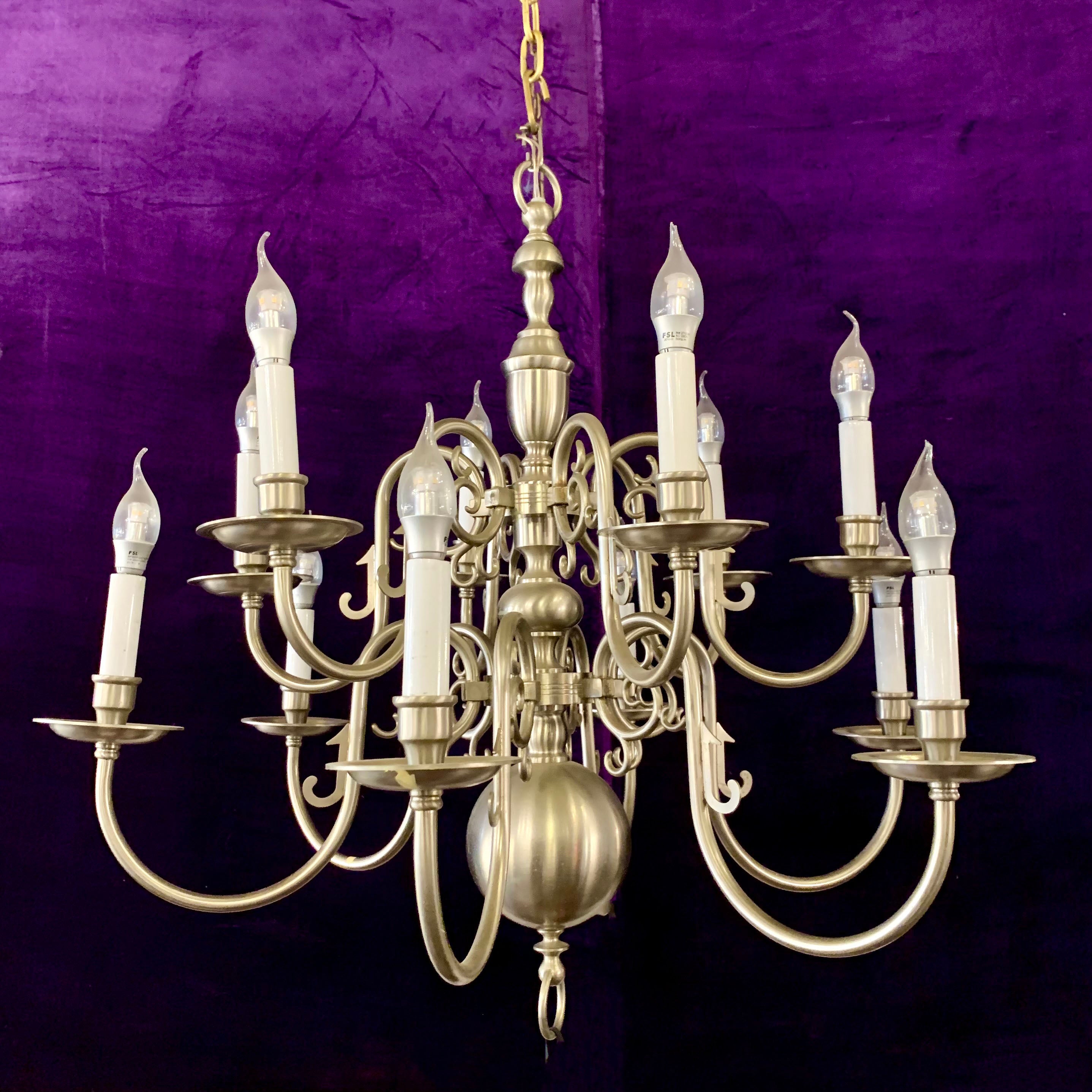 Double Tier Antique Flemish Chandelier in Aged Nickel Finish