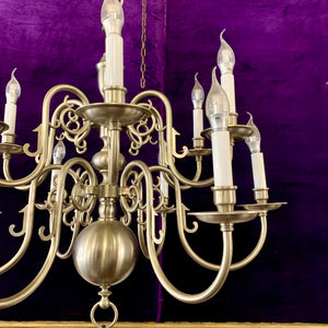 Double Tier Antique Flemish Chandelier in Aged Nickel Finish
