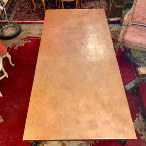 Wrought Iron Base and Copper Top Dining Table