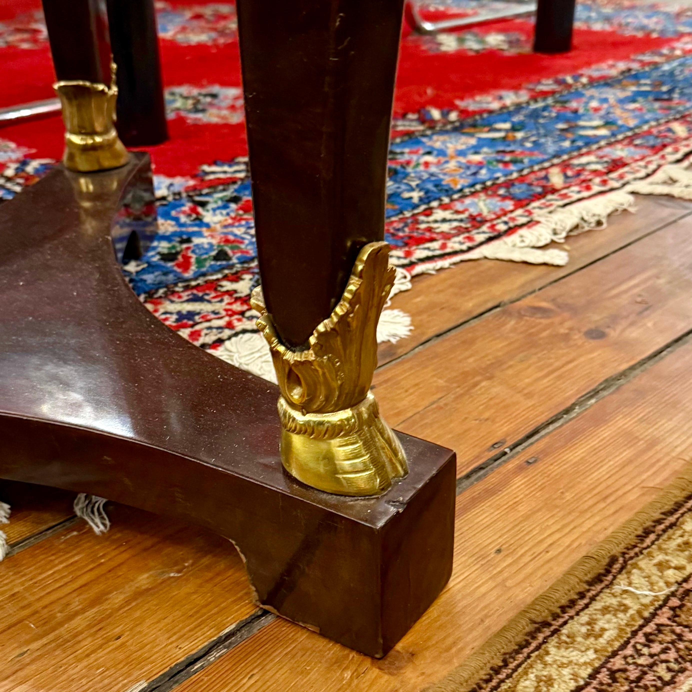 Empire Style Centre Table with Ram’s Head Mounts in Rosewood Veneer, Mid-20th Century