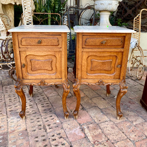 Pretty Pair of Antique Oak French Bedside Pedestals - SOLD