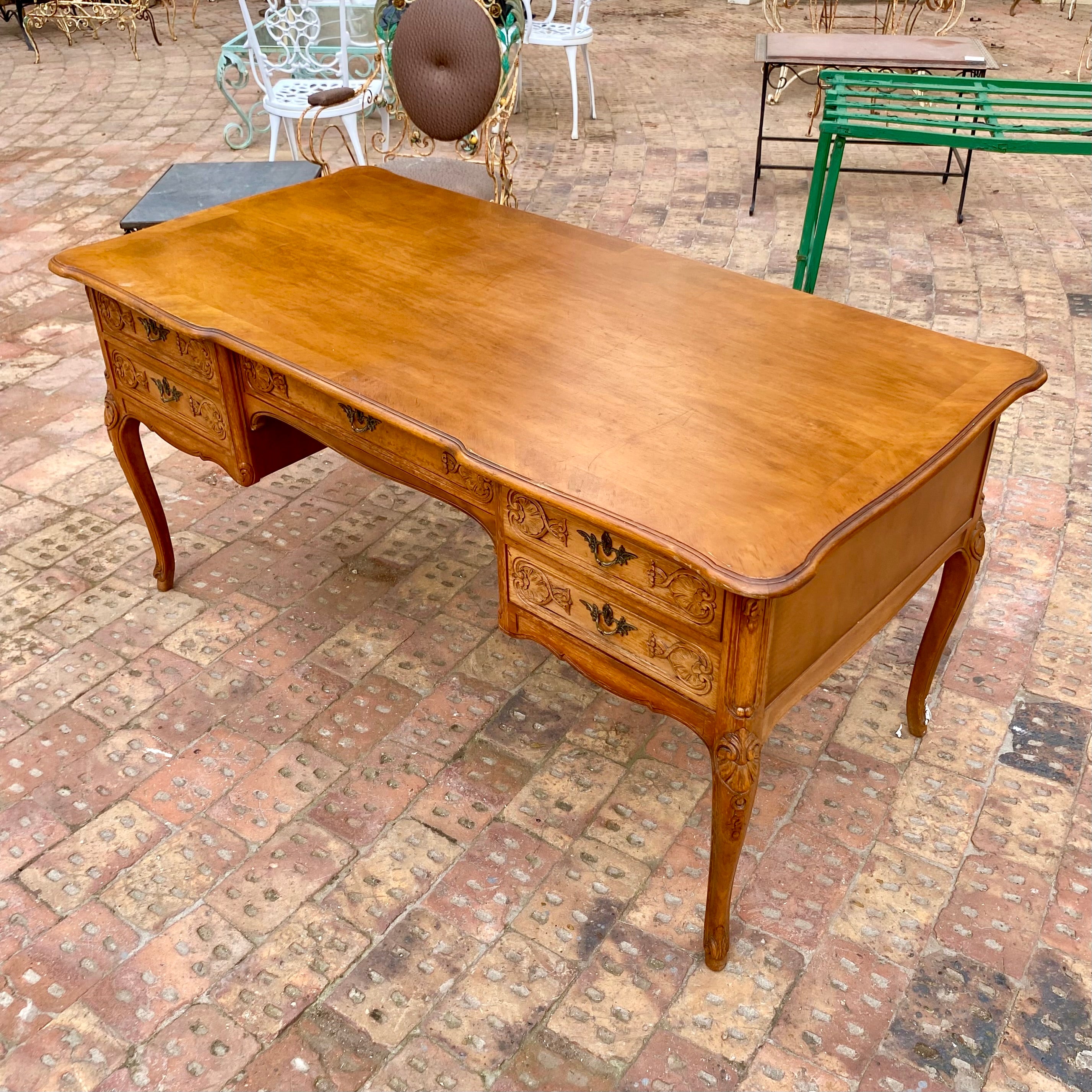 Antique Carved Oak French Desk - SOLD