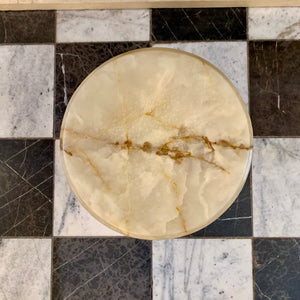 Petite Antique Onyx and Brass Side Table