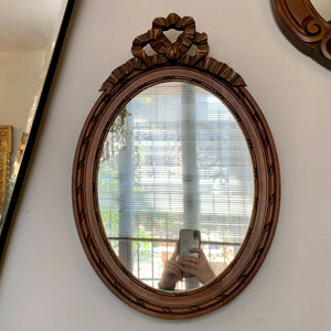 Petite Antique Oak Oval Mirror $