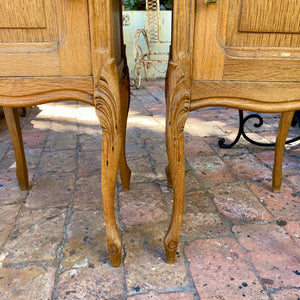 Antique Oak Bedside Pedestals with Cabriole Legs and Marble Top