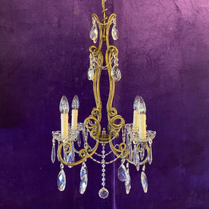 Beautiful Wrought Iron Chandelier with Crystals