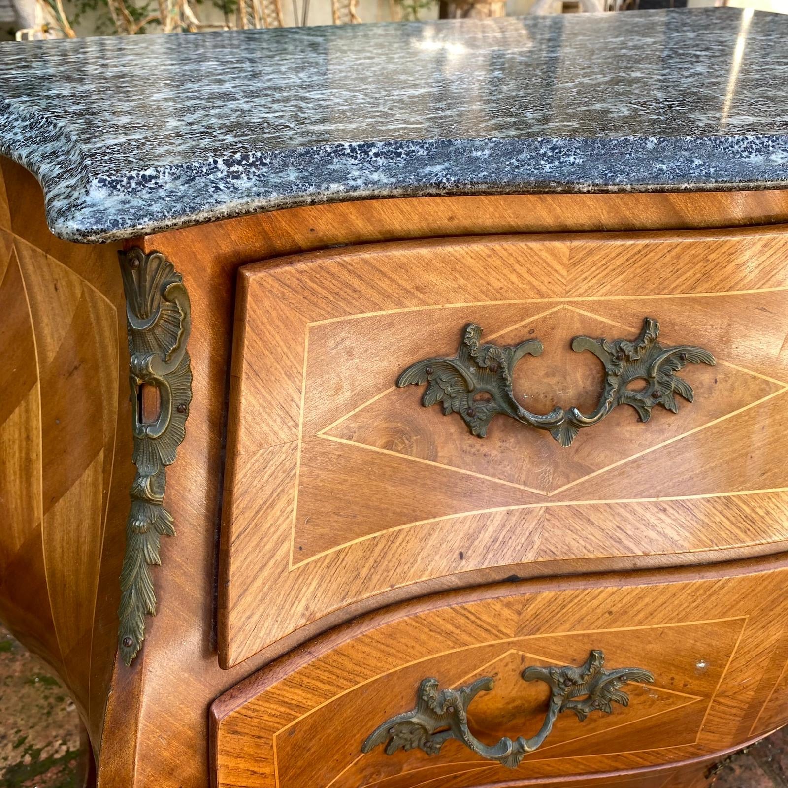 Antique Bombe Chest with Mottled Marble Top