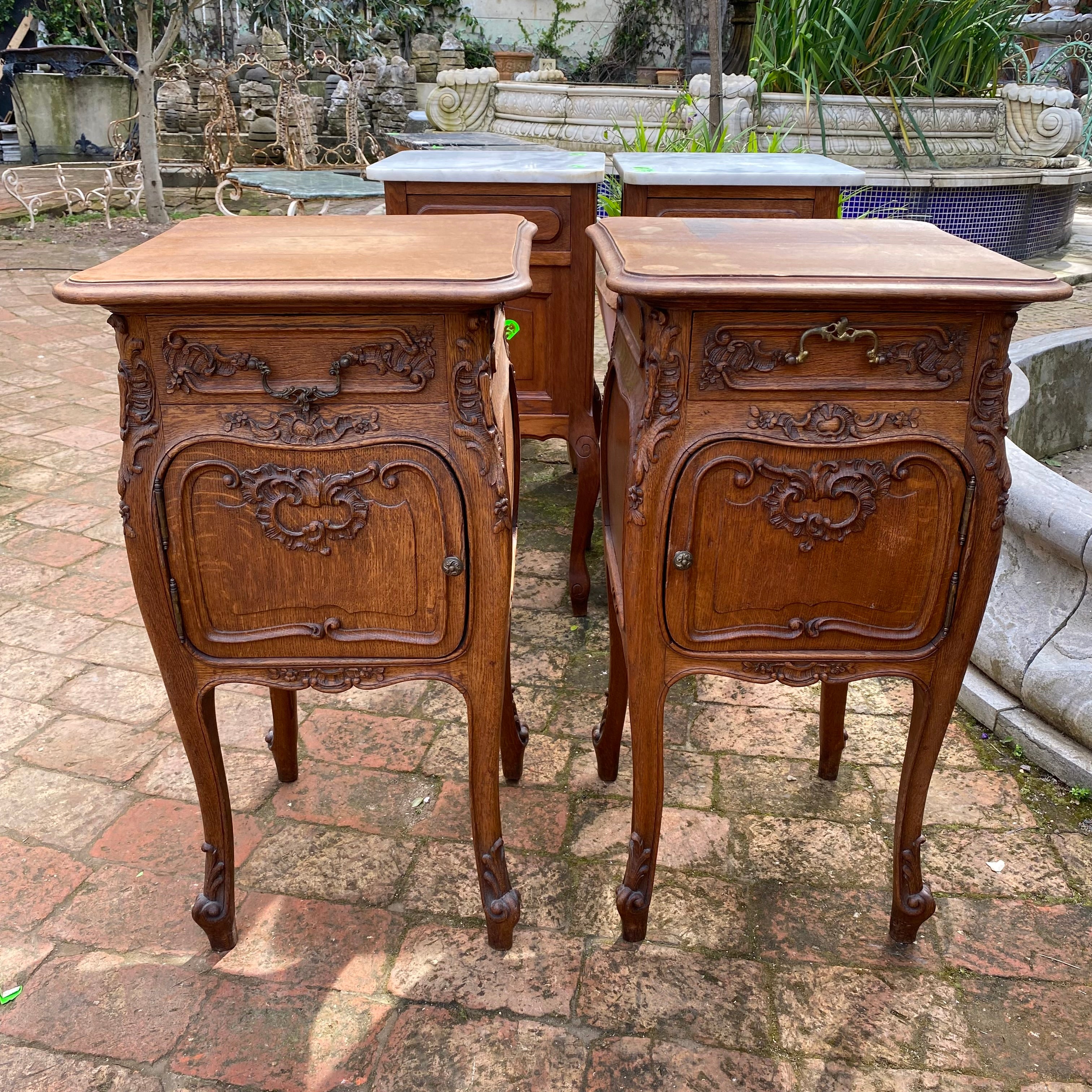 Beautiful Pair Art Nouveau Oak Bedside Pedestals