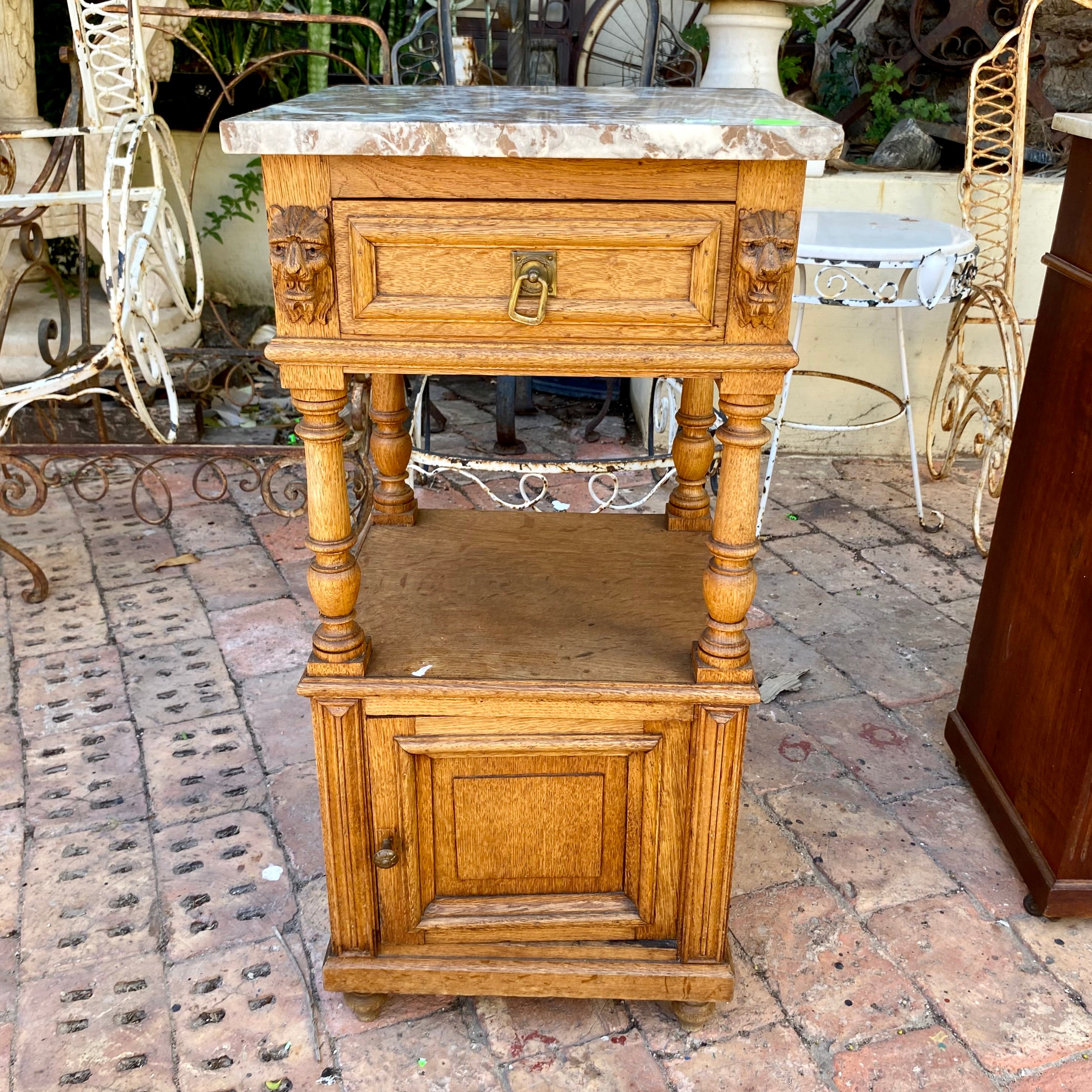 Beautiful Antique Single French Oak Bedside Pedestal