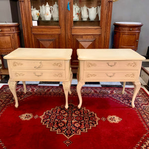 Sizable Vintage French Cream Bedside Pedestals