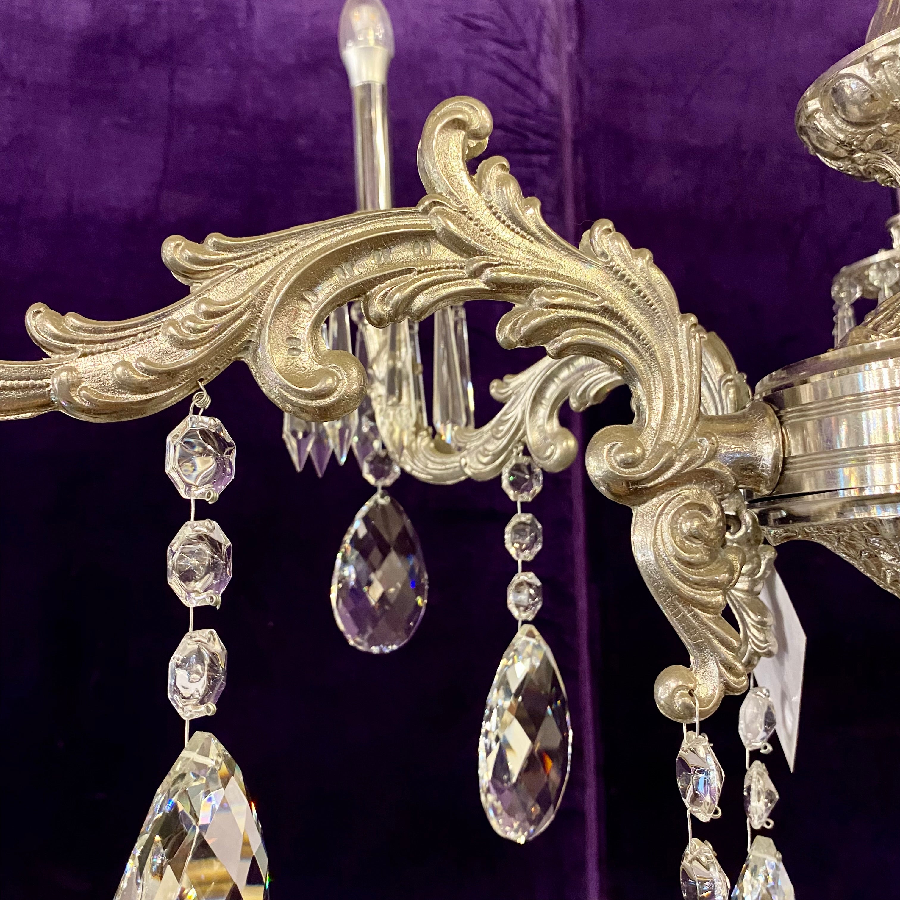 Fantastic Antique Silver and Crystal Chandelier