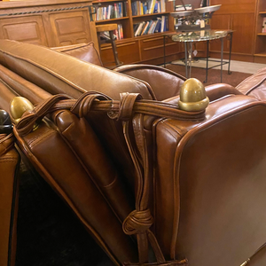 Vintage Dark Brown Leather Knoll Sofa