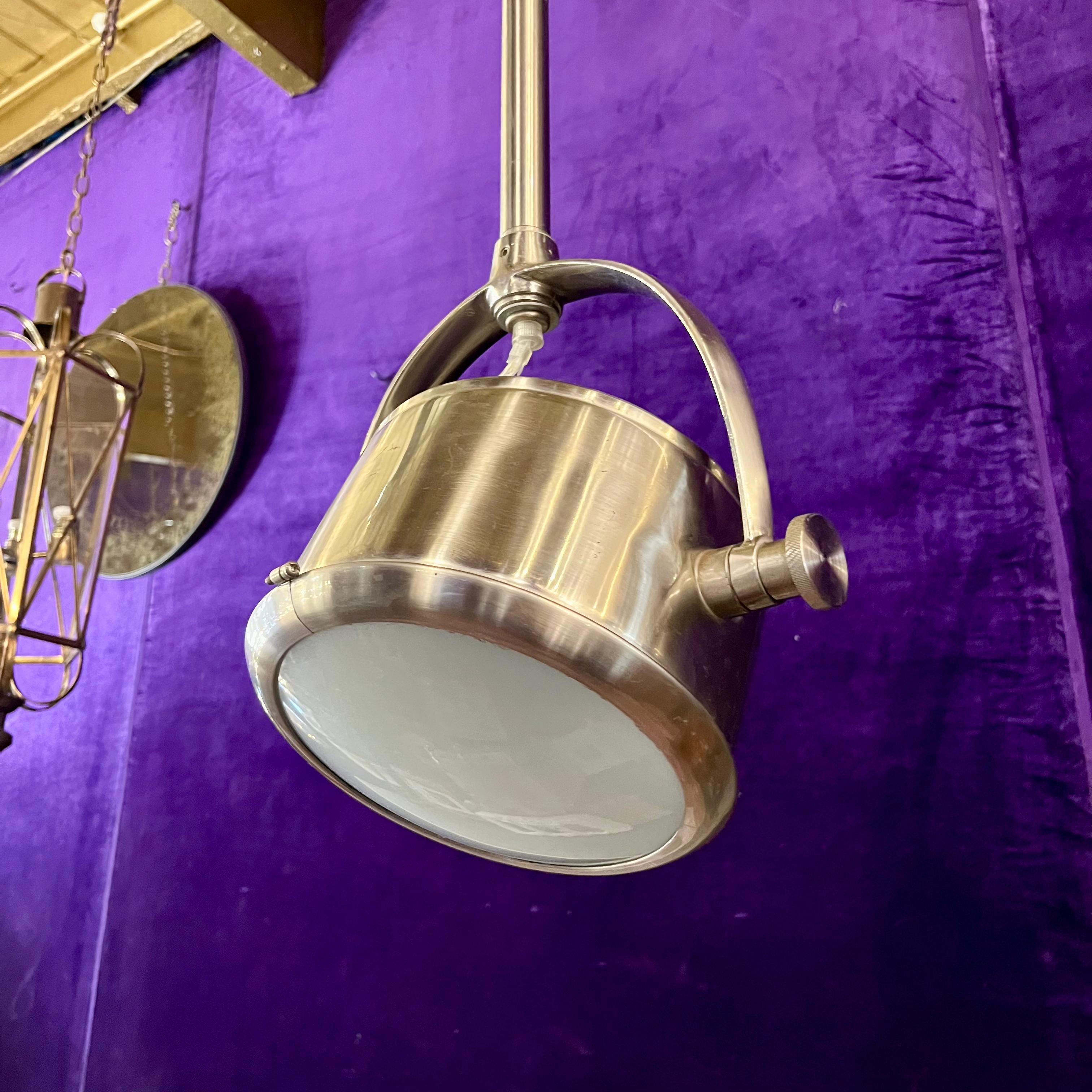 Polished Nickel Industrial Spotlight Pendant - SOLD