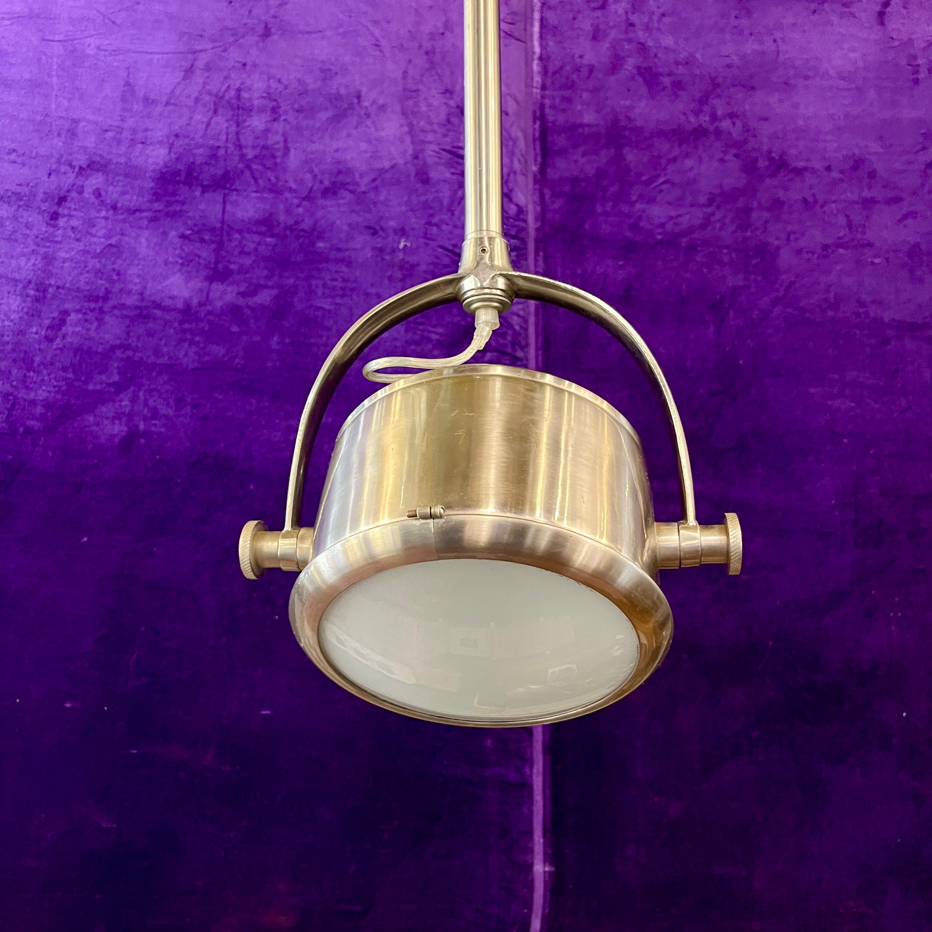 Polished Nickel Industrial Spotlight Pendant - SOLD