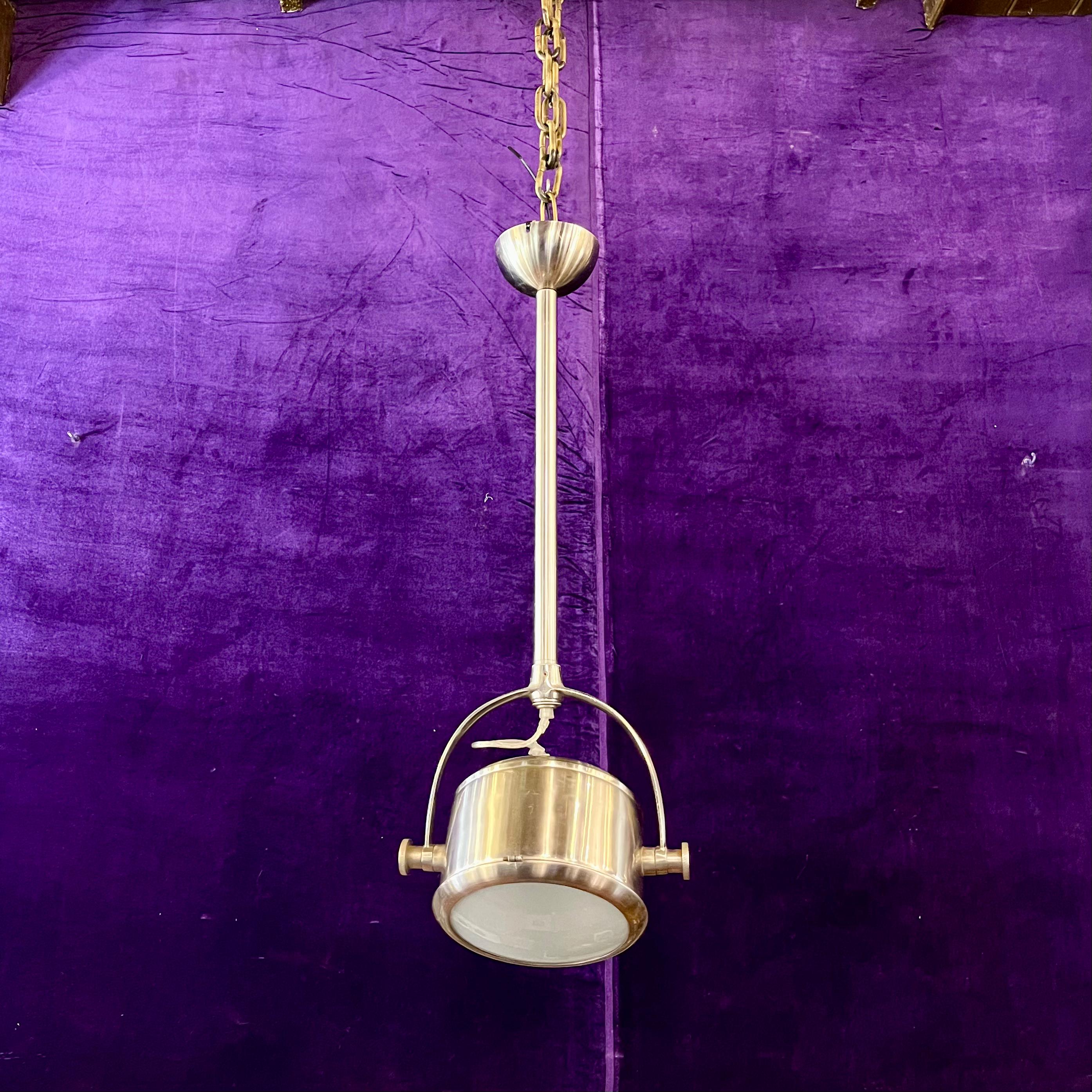 Polished Nickel Industrial Spotlight Pendant - SOLD