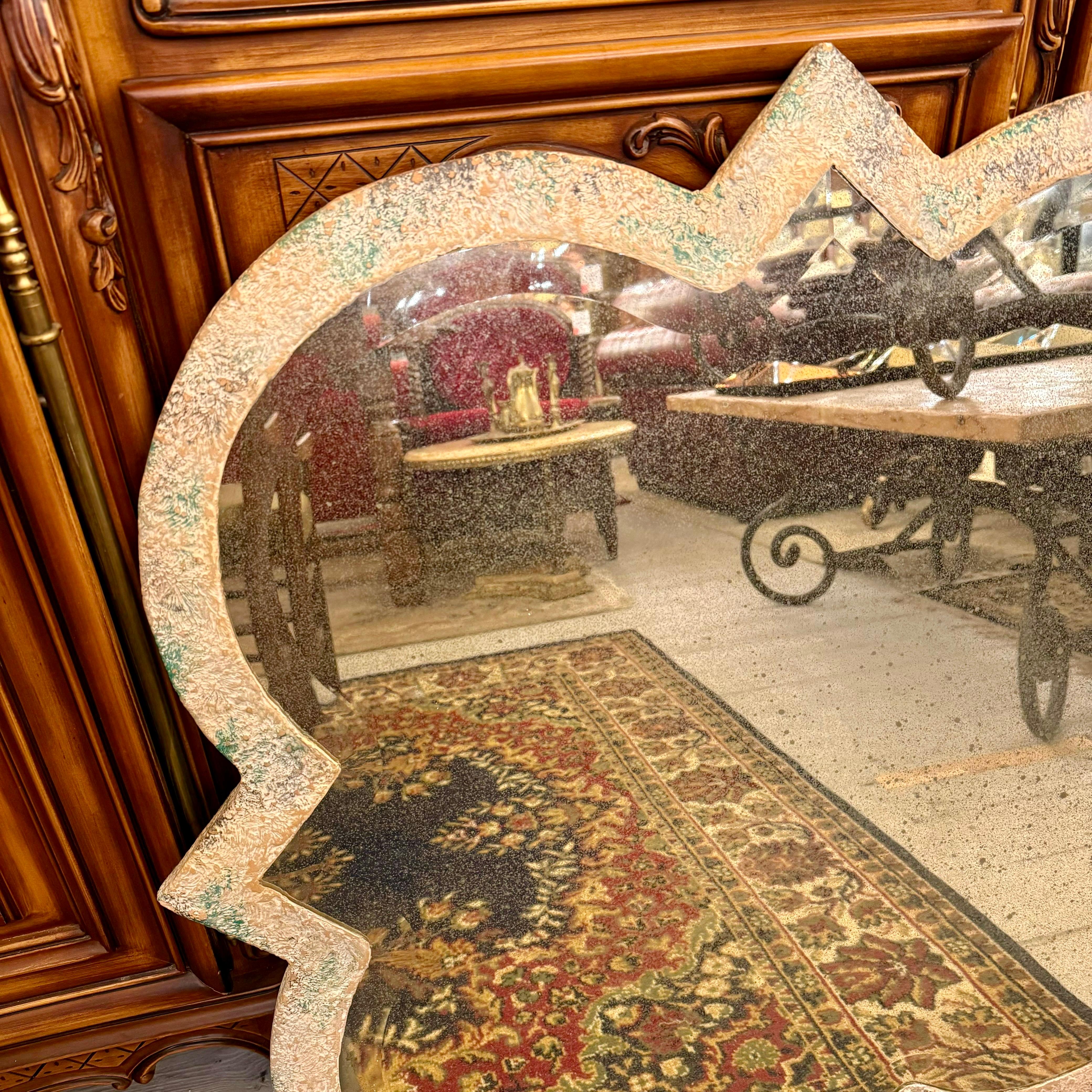 Aged Wooden Framed Mirror