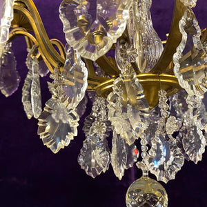 Exceptional Antique Brass and Crystal Chandelier