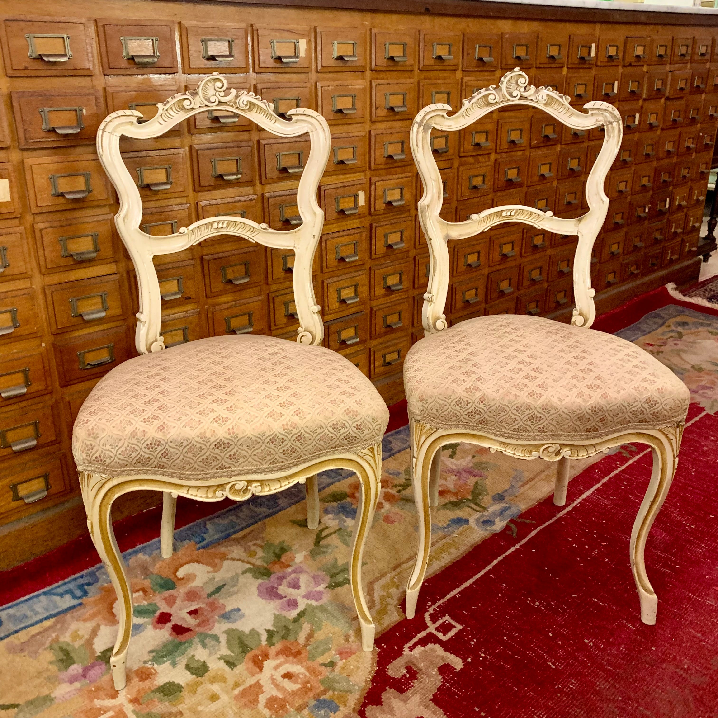 Luxurious Cream and Gilt Gold Salon Chairs