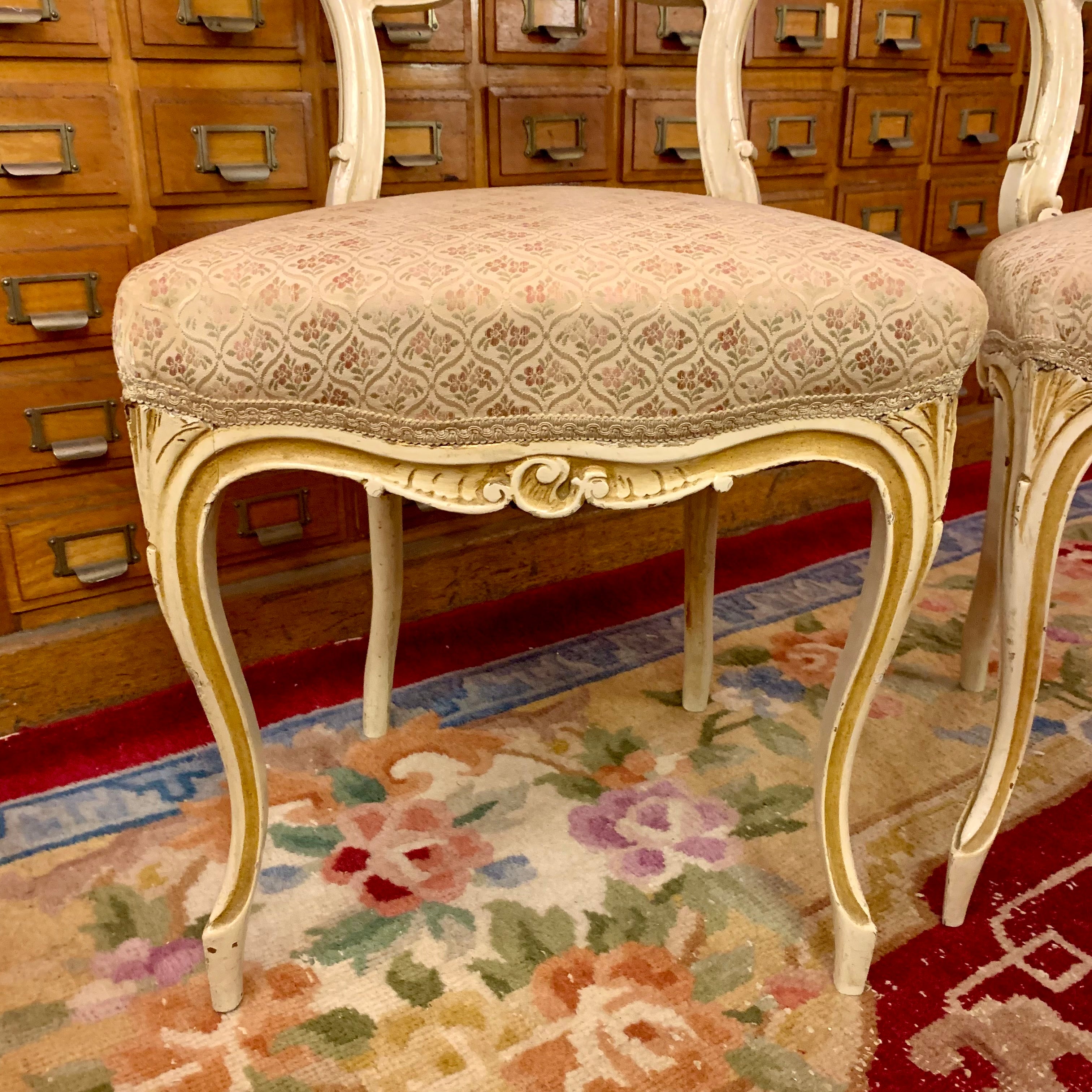 Luxurious Cream and Gilt Gold Salon Chairs