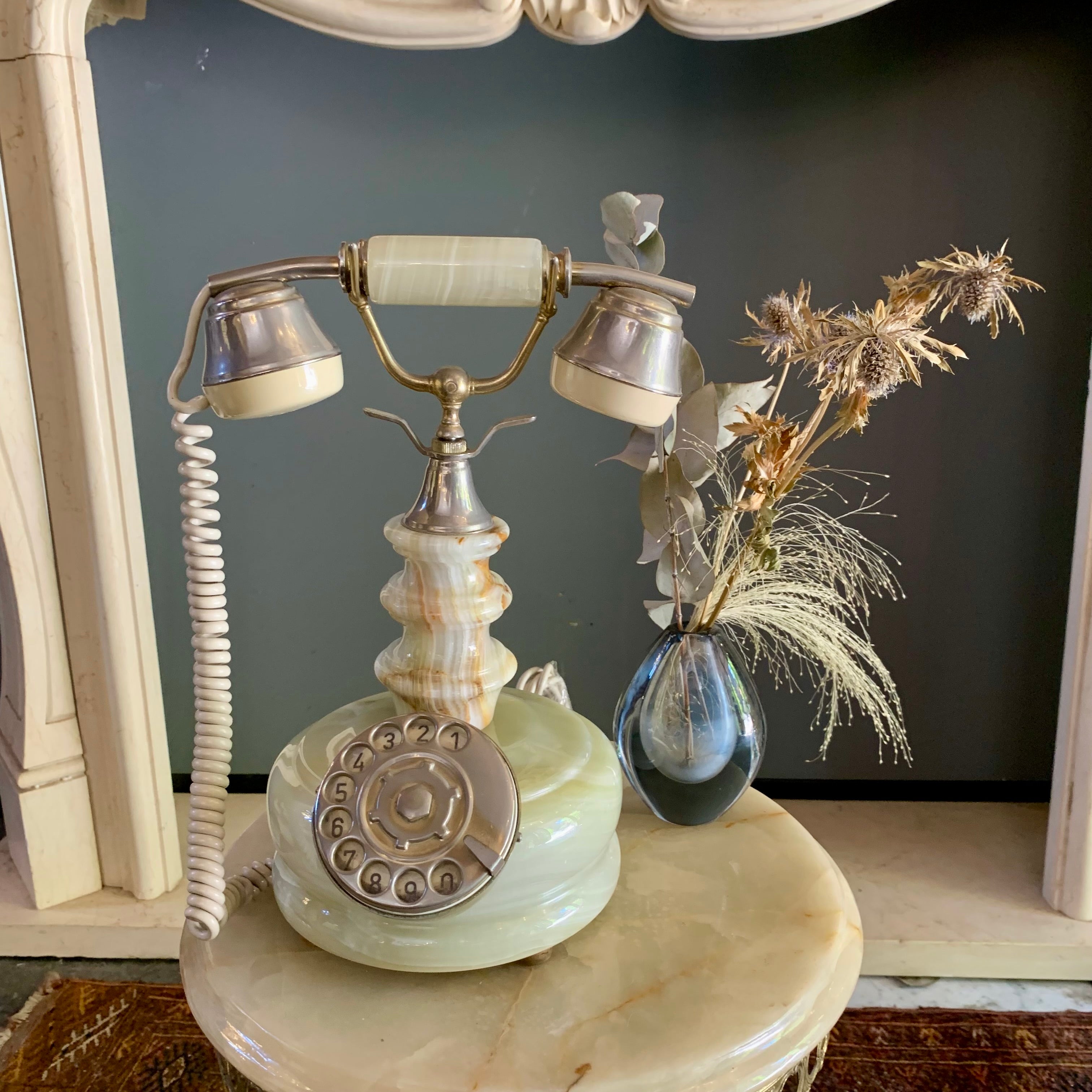 Vintage Italian Onyx Rotary Telephone