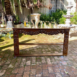 Antique French Oak Shelf with Carved Vines