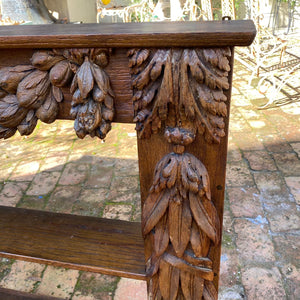 Antique French Oak Shelf with Carved Vines