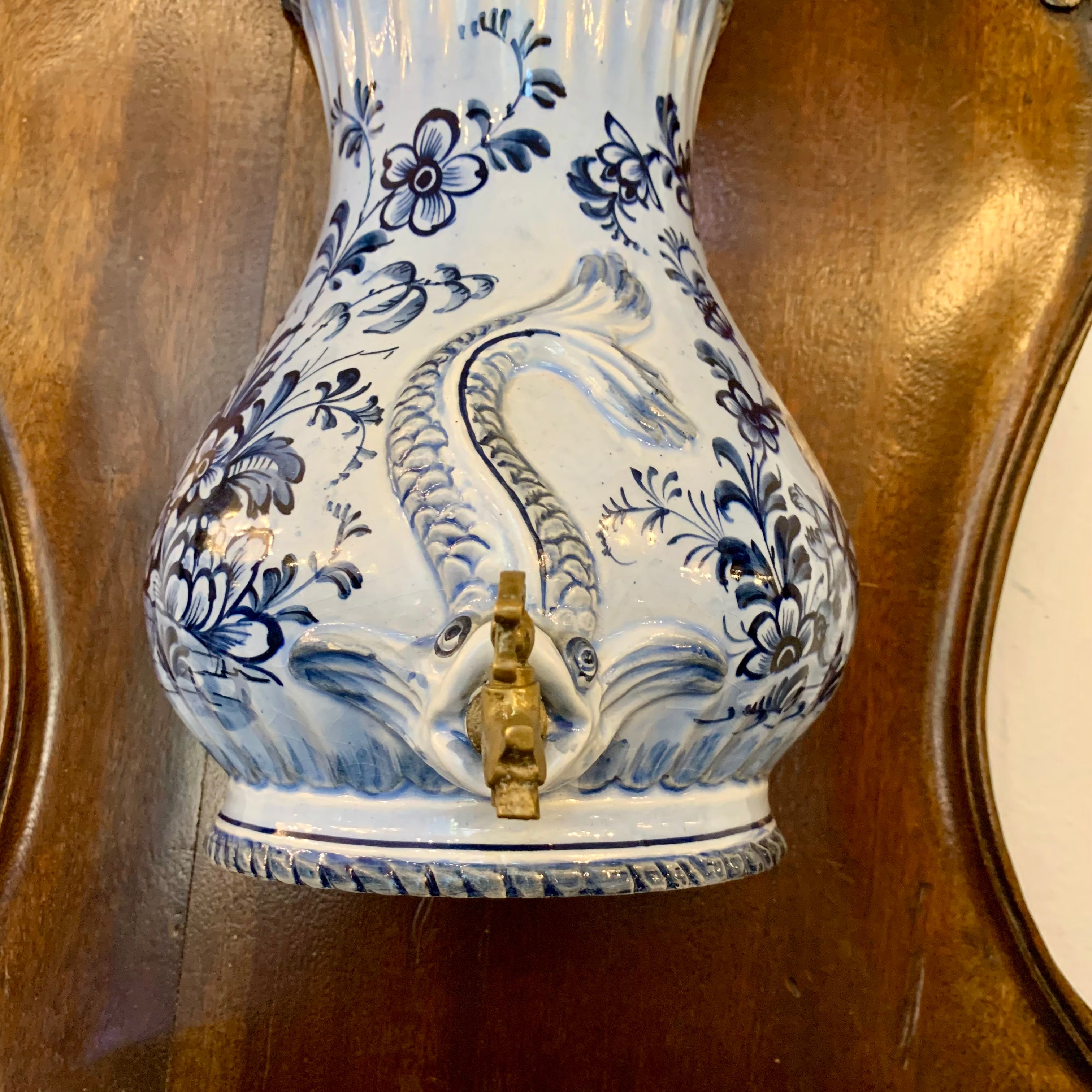 Antique Delft Porcelain Font