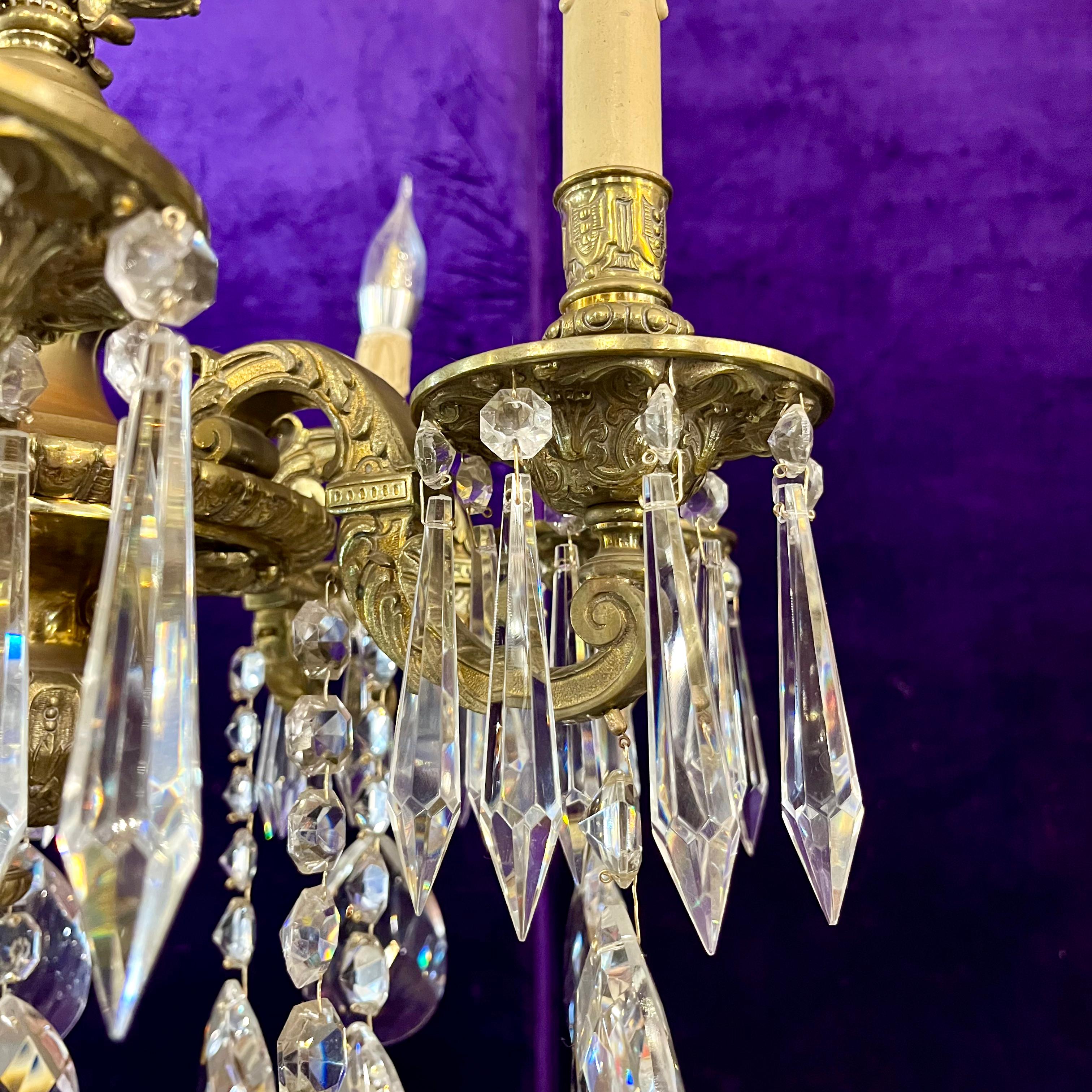 Mazarine Gilt Brass & Crystal Chandelier, c. 1900