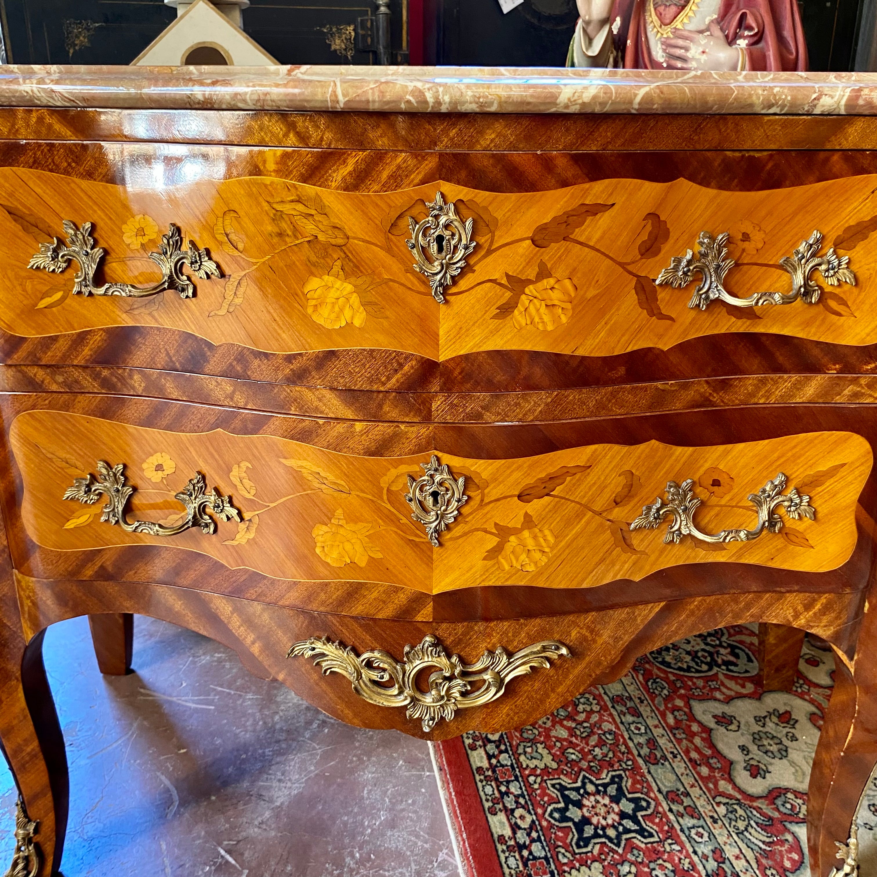 Antique French Bombe Chest with Marble Top - SOLD