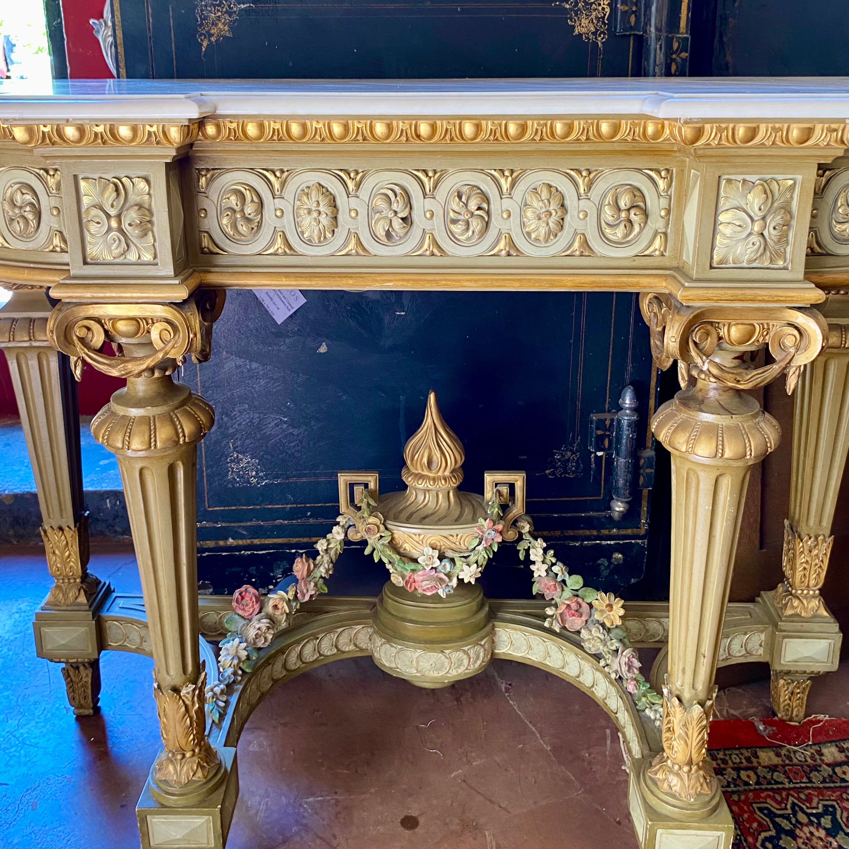 Beautiful Antique Gilt Console with Marble Top