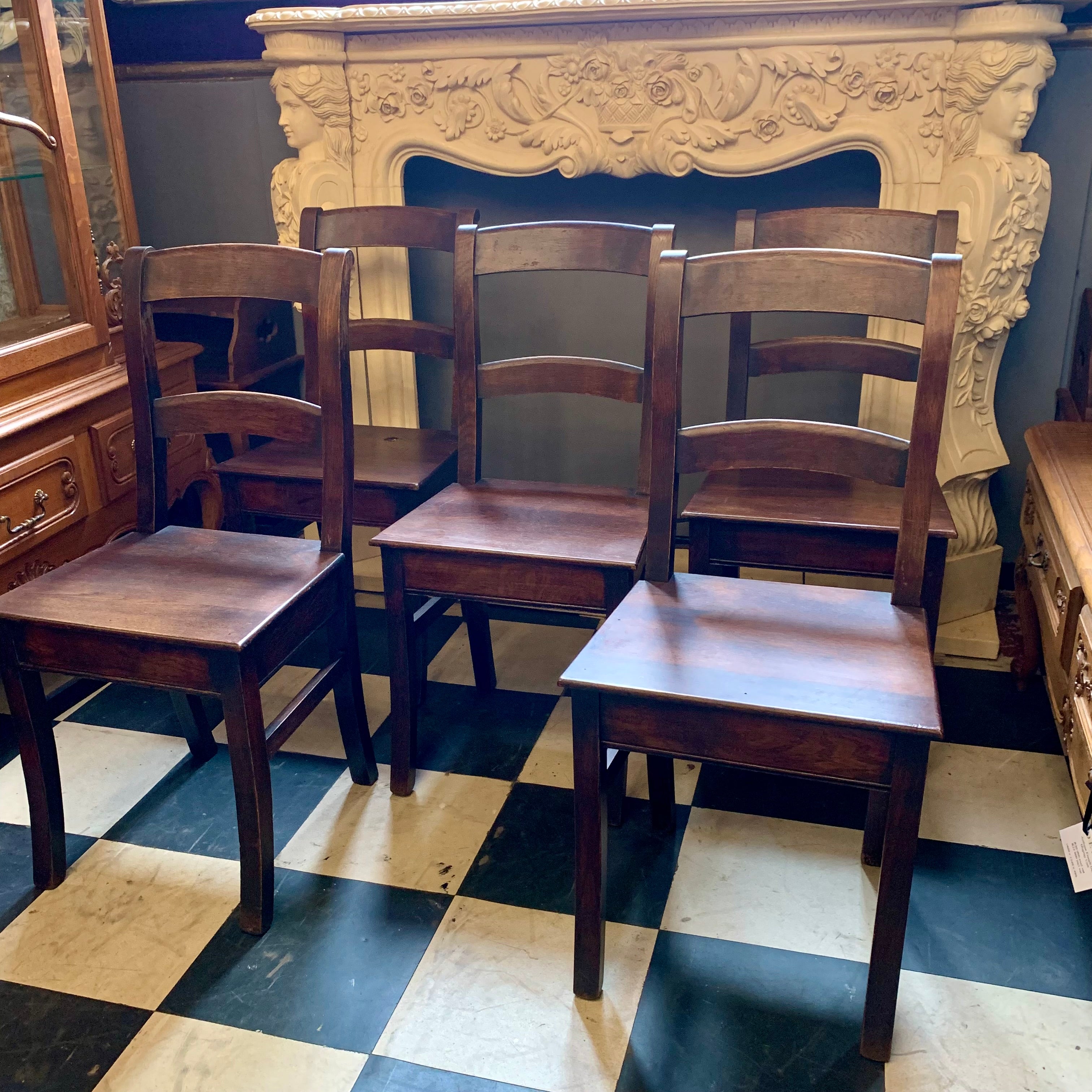 Beautiful Antique French Oak Dining Chairs