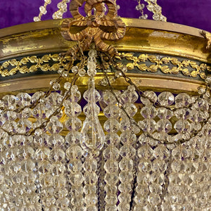 Antique Crystal Bead Neoclassical Chandelier